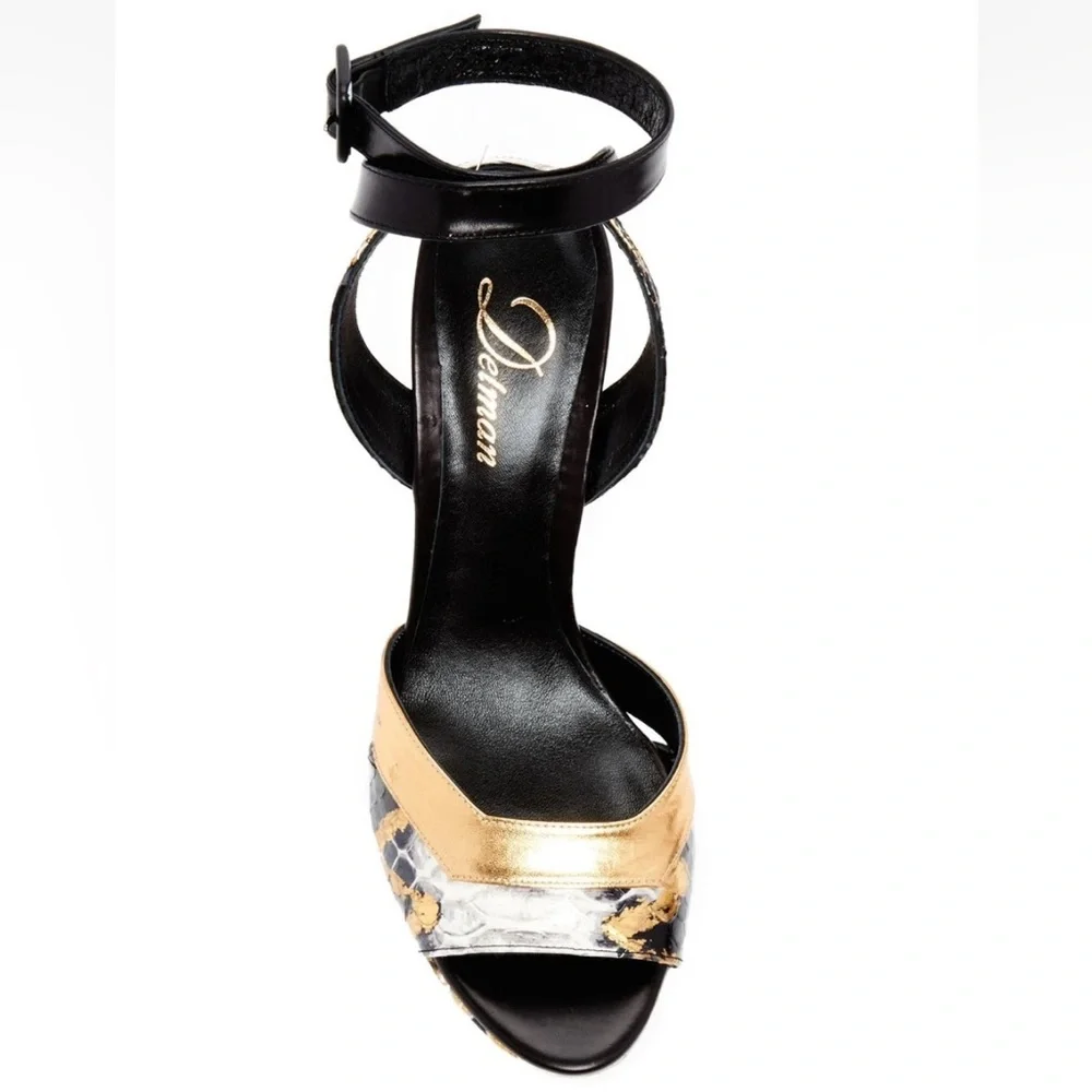 NWOB Delman Joni Snake Embossed Platform Heels